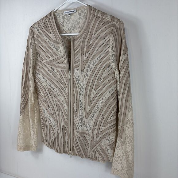 Alexandra Rosati Women's Size 10 Cream Lace Tank Top W/ Matching Dual Zip Jacket - Picture 3 of 16